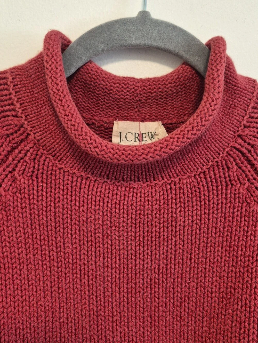 Vintage J.Crew Oarsman Roll Neck Sweater Red Men's Sz Small Cotton 90s Preppy